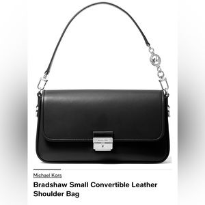 Michael Kors Black Leather Small Bradshaw long strap also to use as a crossbody